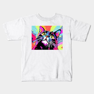 Black cat in pop art style Kids T-Shirt